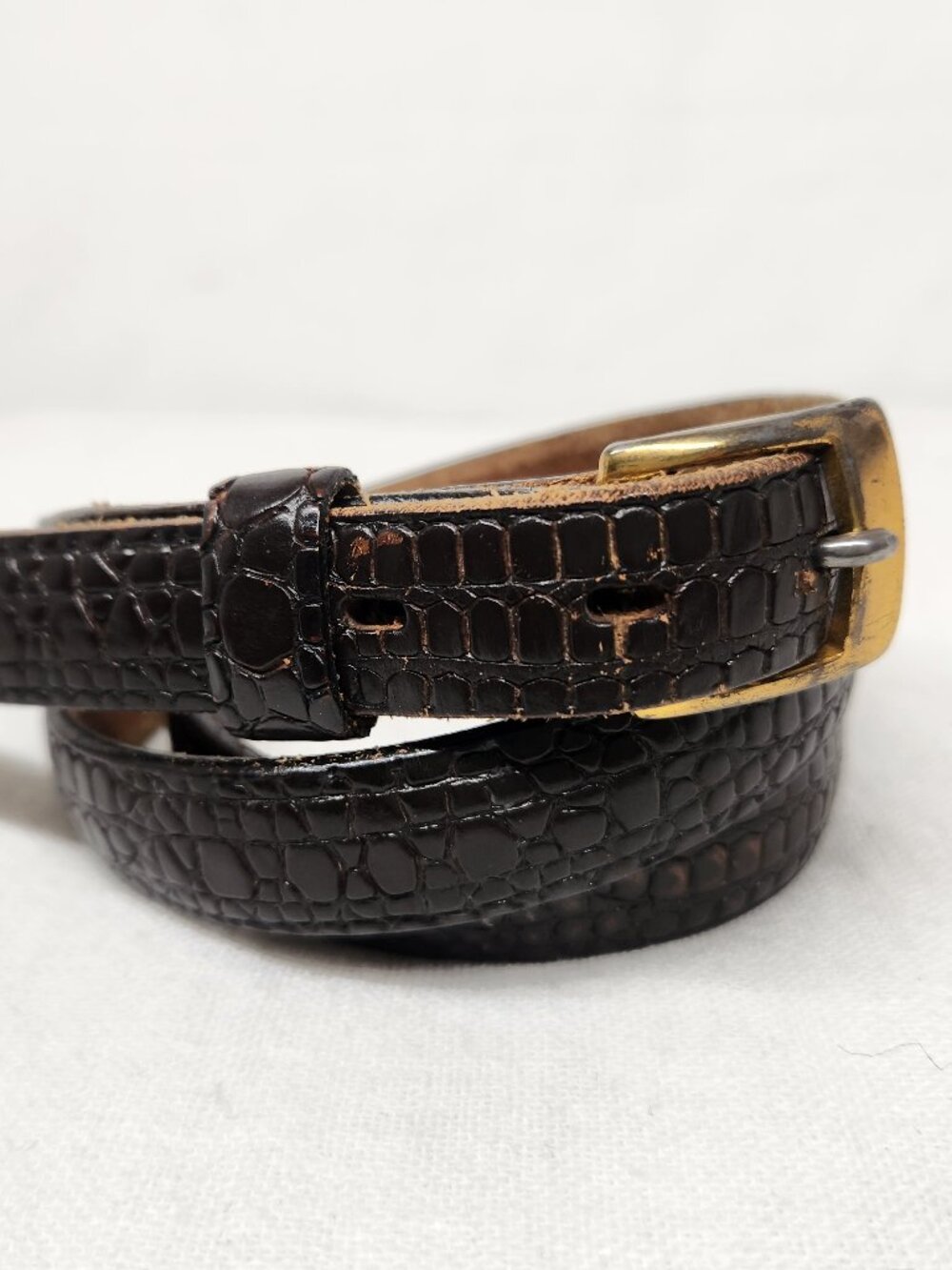 Sears Mens 36 Leather Steerhide Thin Brown Belt